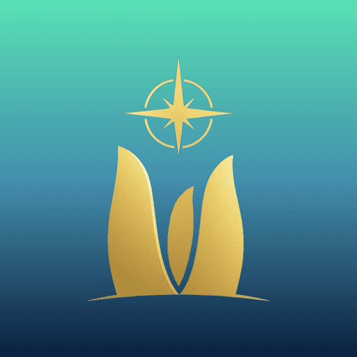 The Azerbaijan Tour Guide icon: gold Flame Towers and a compass star on a teal background
