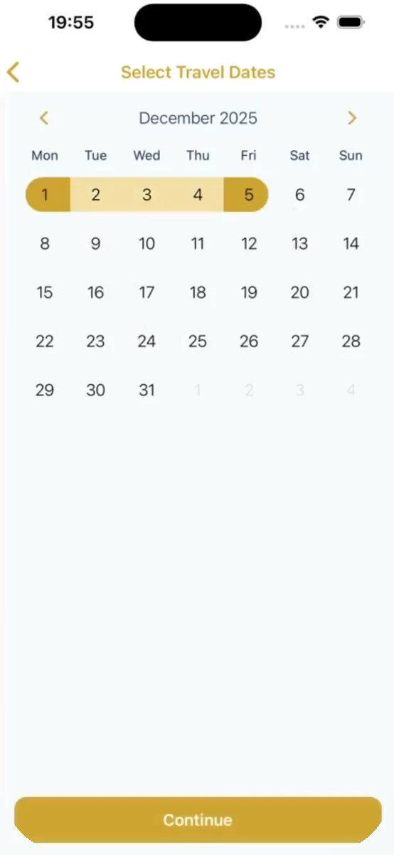 City and dates: Trips of up to 5 days.