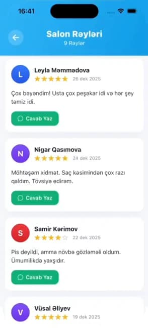 Replying to reviews: The salon can answer every review.