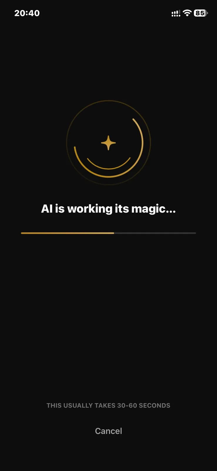 AI at work: Usually takes 30–60 seconds.