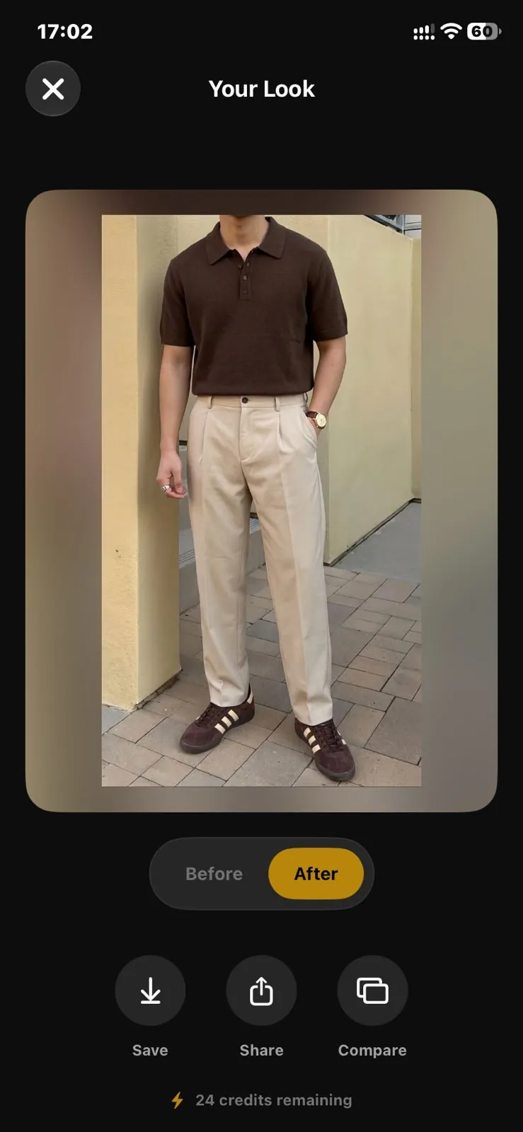 After: The same photo, in the chosen outfit.